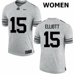 Women's Ohio State Buckeyes #15 Ezekiel Elliott Gray Nike NCAA College Football Jersey June PJB7744TV